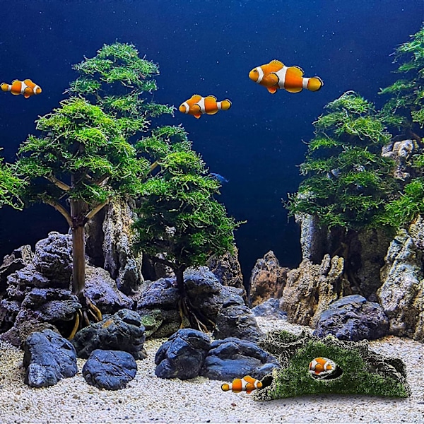 2 stk. Akvarietræ Dekoration Naturligt Habitat Ornament Resin Akvarietræ Dekoration Akvarium med Hul til Fiskesjul (15 * 5 * 7 cm)