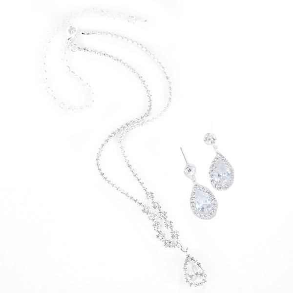 Halsband och örhängen set för kvinnor vackra strass smyckesset halsband set för fester årsdagar