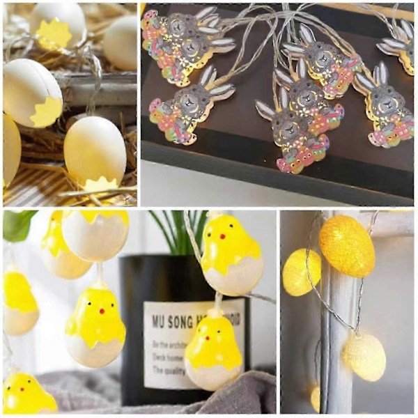 Påskäggsform 1,5m 10 LED dekorativa hängande ljus ornament Glad Påsk Kyckling Kanin Led Ljus Lightlord Hem Semesterfest