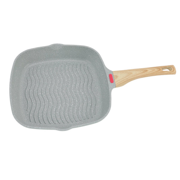 Grillpanne i aluminiumlegering med plasthåndtak, rask varmeledning, stor kapasitet, grillpanne for bacon, biff og løk