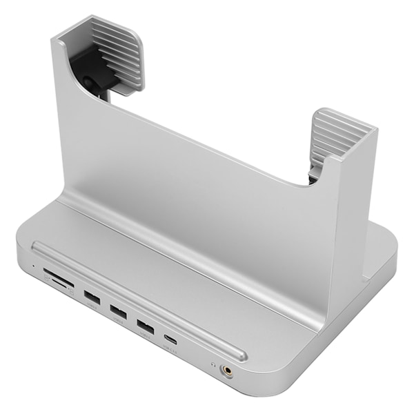 Vertikal PC-ställ 8 i 1 Dockningsstation Stabil Signalöverföring Mini PC-ställ för OS X Office Interface Expansion Silver Färg