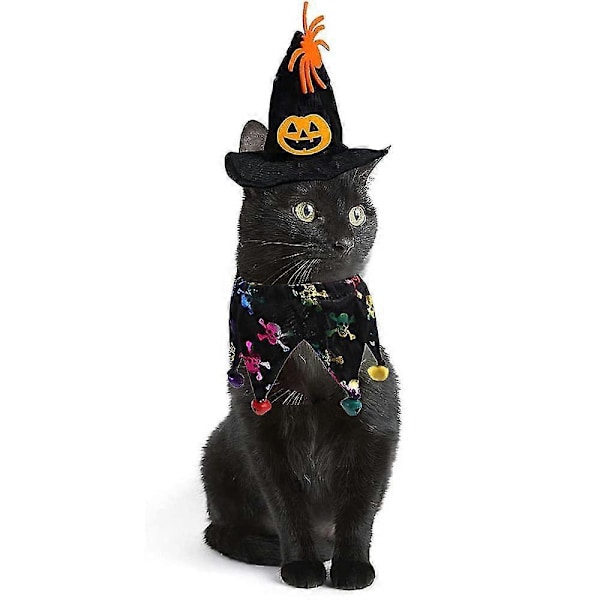 Julkläder för katter, Halloween-festdekoration för husdjur, Kappa Hatt Hundhalsband Ledare Söta Hund Katt Utklädningsaccessoarer