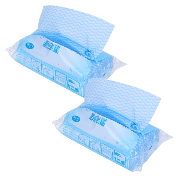 2-pack engångsduk i non-woven för disk, köksrengöring, torkduk (blå)