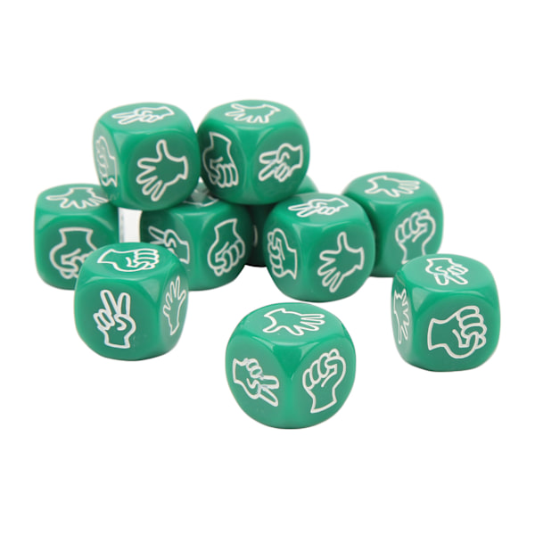 10-pack tärningsspel med 6 sidor, vattentäta, antioxidant, fingergissningsspel, tärningar för brädspel, utbildning, gröna