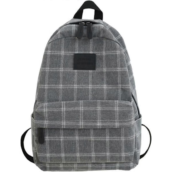 Let æstetisk rygsæk til kvinder, ternet skoletaske Academia rygsæk laptop bogtaske, tilbage til skole rygsæk forsyninger, Throwback Plaid, Sort, 30*14*
