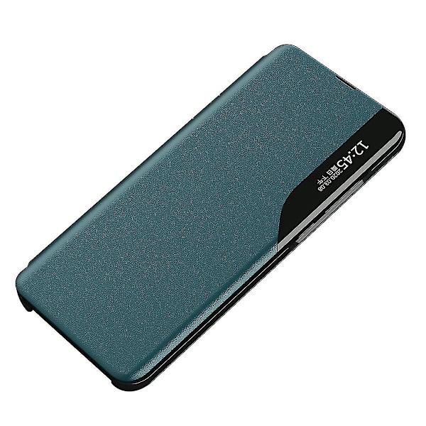 kompatibel Honor Magic 5 Lite 5g /x9a 5g PU Lær Shell Side View Vindus Stativ Deksel Telefon Cover - D Grønn