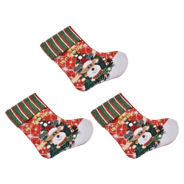 3 stk flanell julekuler store julekuler familiehengende sokkedekorasjon med LED-lys