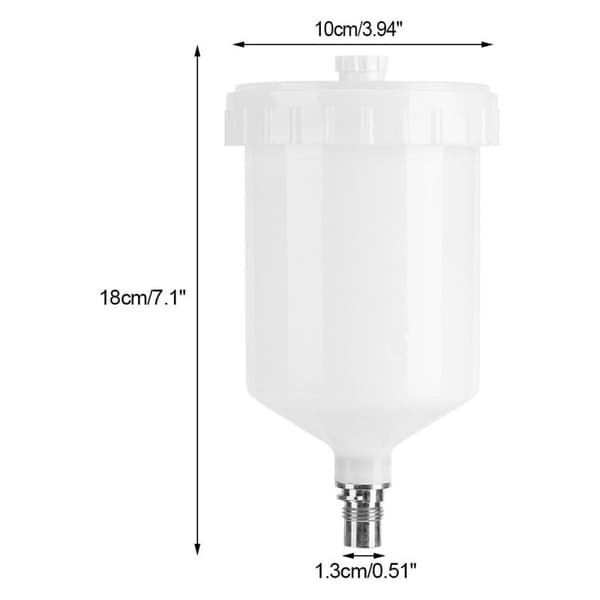 Sata malerkop, plastik kop, luftgravitationsmalingpotte, gevindforbindelse til sprøjtepistol, 600 ml kapacitet