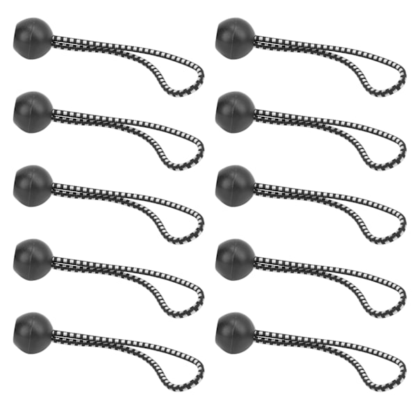 10 stk. teltklips fastgørelseskugleklips kugle bungee-snore med elastisk snor til baldakintelt sort og hvid