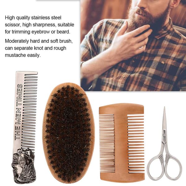 4 st. Herrhår Mustaschborste Skäggkam Sax Styling Skäggvårdsverktyg Set