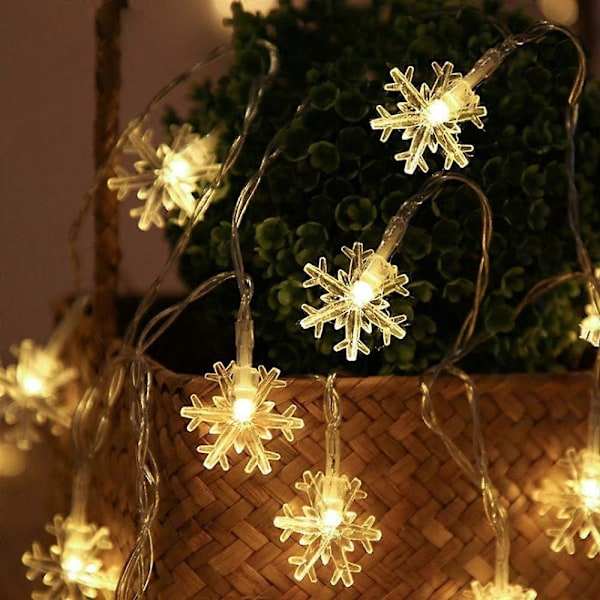 Joulu lumihiutalevanne, Fairy LED -valonauha 6M/40 LED -valonauha, lumihiutalevanne jouluun Halloweenin kiitospäivän koristeeksi