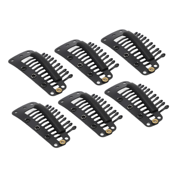 100 st hårförlängningsklämmor Multifunktions 38 mm 10 tänder perukklämmor för hårförlängning DIY Black