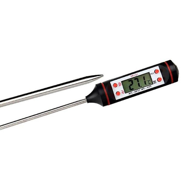 Vanntett Digitalt Kjøkkenkjøtttermometer - LCD-skjerm, Lang Foldbar Sonde - Ideelt for BBQ, Grill, Melk