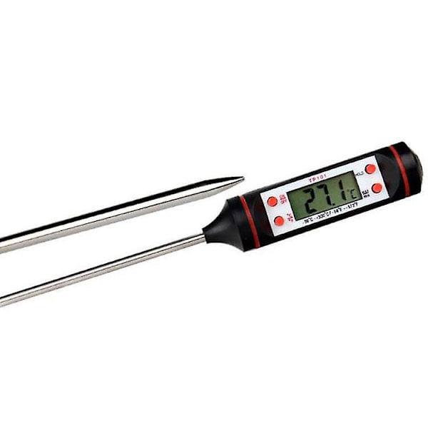 Vattentät Digital Kötttermometer - LCD-Skärm, Lång Vikbar Sond - Perfekt för Grill, BBQ, Mjölk