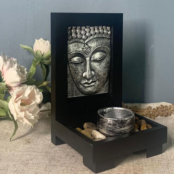 Buddha rökelsehållare Utsökt vacker Zen stenljushållare för hotell Skönhetssalong Dekorera Silve Fri storlek