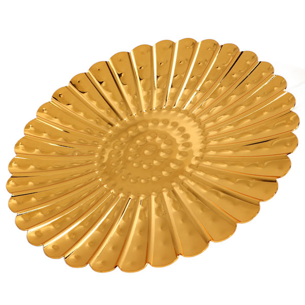 Gyldent frugtfad med chrysanthemum-blonde design, elegant rustfrit slikplade til køkkenborde, skriveborde, lounger, buffeter, barer