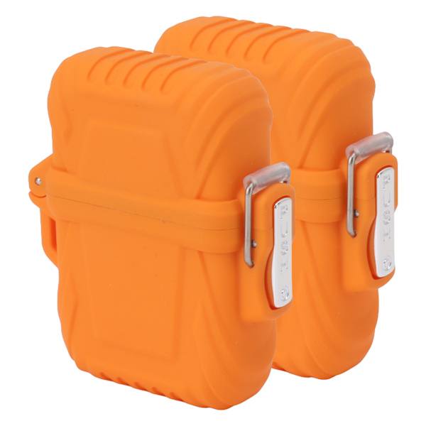 2 stk. lommelygte lighter etui IP56 vandtæt sikker bærbar lommelygte lighter cover til udendørs camping rejse orange