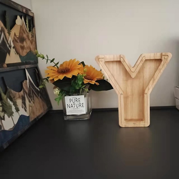 Personalisert Trebokstavs Sparebøsse for Barn Kreativ Gave for Ekte Penger Unik Utskjæringsdesign for Gutter og Jenter