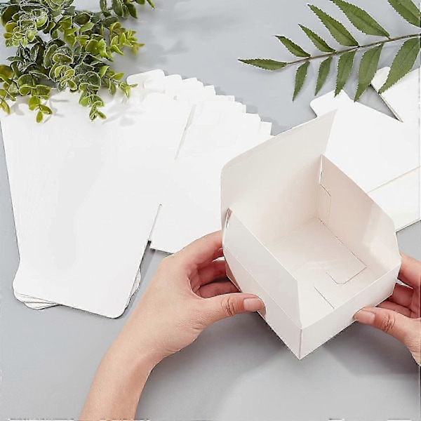 15 st 4x4x2\" Vikbar Papperslåda Vit Kraftpapper Presentförpackning Tärnförfrågningslåda