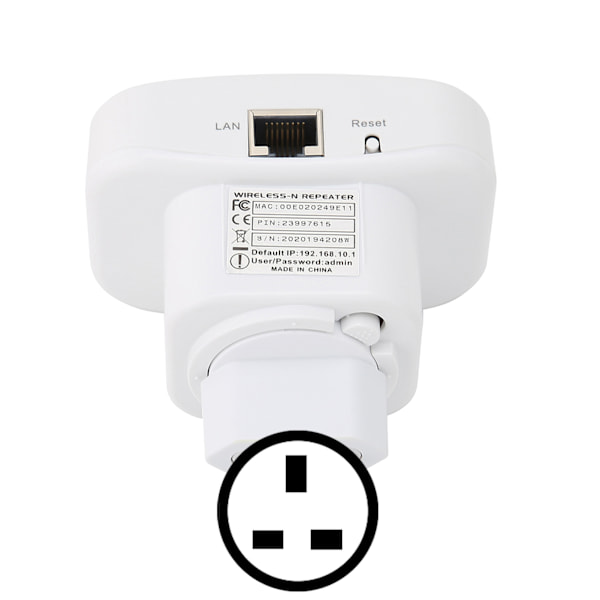WiFi-räckviddsförlängare, höghastighetsstabil plug and play, bärbar liten WiFi-signalförstärkare 100-240VUK-kontakt