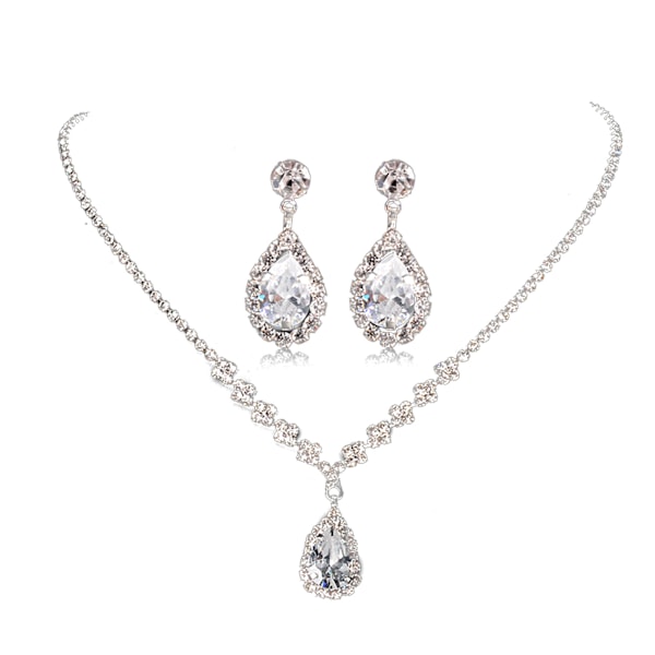 Halsband och örhängen set för kvinnor vackra strass smyckesset halsband set för fester årsdagar