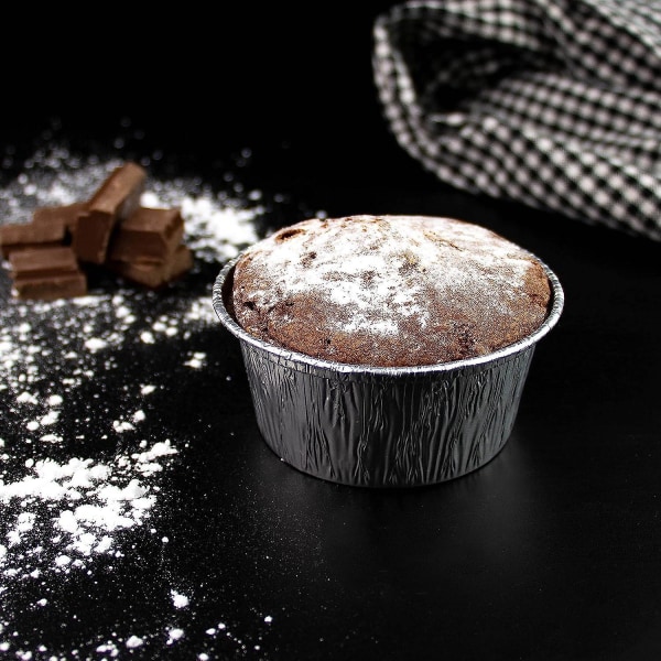 100-delt sæt af engangsbagebægre af aluminium til cupcakes, æggecreme, muffins og tarteletter
