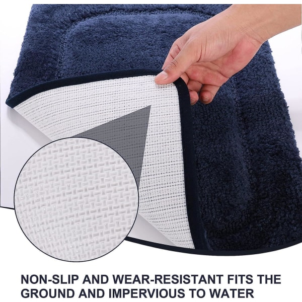Sklisikker mikrofiber badematte - absorberende og maskinvaskbar - blå - 50x80 cm