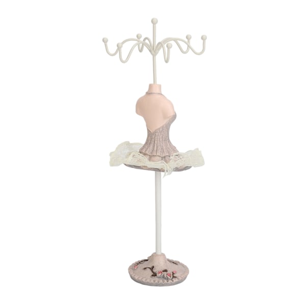 Örhängen Halsband Prinsessklänning Stativ Display Resin Mänsklig Modell Smyckesorganisatör Grå