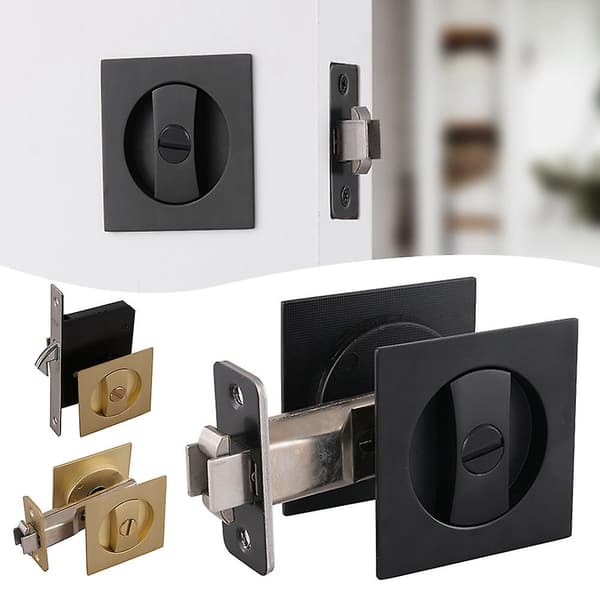 Nøglefri skjult skydedørslås Moderne enkel krogelås i zinklegering til toilet Sølv Silver Single Hook