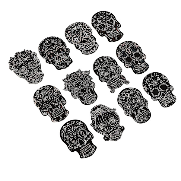 36 ark Halloween-skrapmasker med dödskallemotiv, färgglada, gör-det-själv, matt beläggning, för rollspel och pyssel
