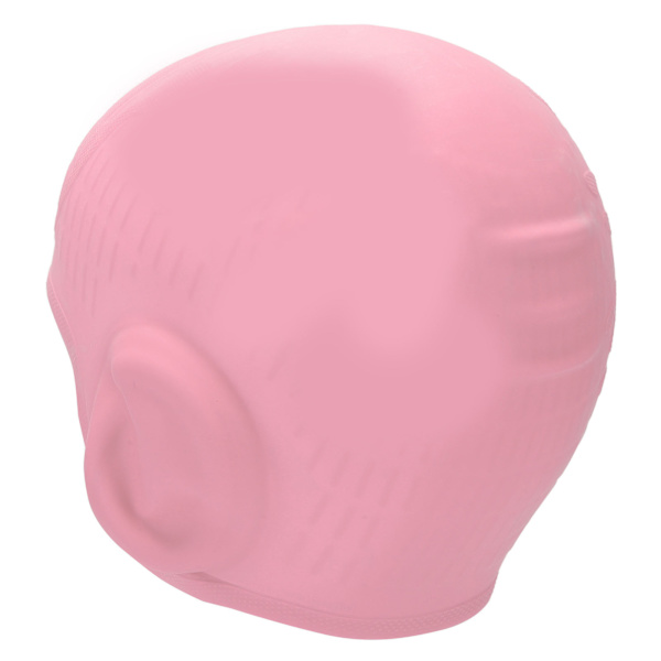 Hög elasticitet barn silikon cap 3D hörselskydd cap för kort långt hår Rosa