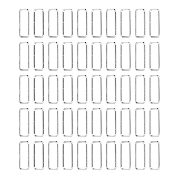 50 st metallringar Hållbara järn rektangel spänne ringar för DIY bälte handväska spänne hårdvara kläder dekoration 3x38x15mm