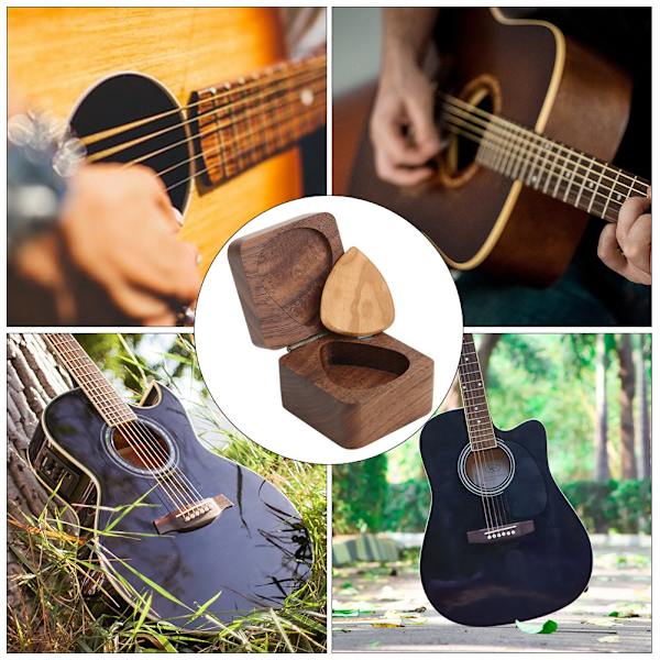 Trägitarrplockfodralhållare Behållare Kubisk Plectrum Förvaringslåda Gitarrddelar