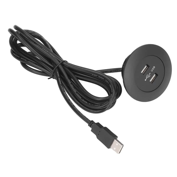 Sort, innfelt dobbel USB-ladekontakt - 1 stk