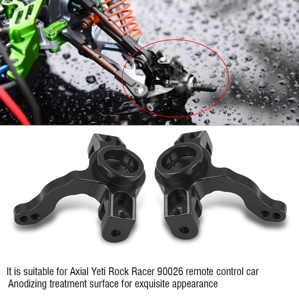 Styrespindelholder i aluminiumslegering til Axial Rock Racer 90026 RC-bil (sort)