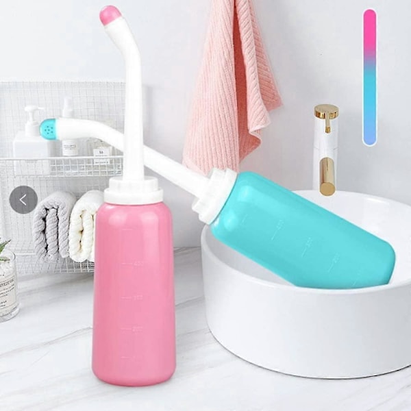 2 st 500ml Blå+Rosa - Enkel Bidé, Portabel Bidé för Resor med Väska