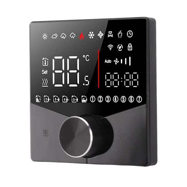 Smart termostat drejeknap design LCD farve display panel digital termostat til sauna rum gulvvarmesystem sort