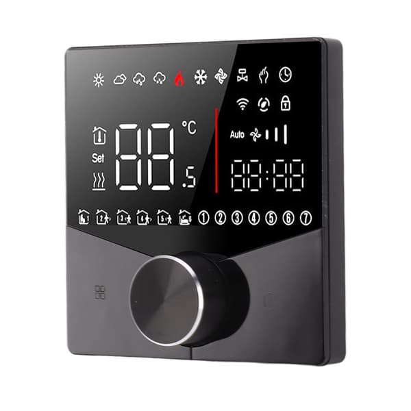 Smart termostat knapdesign LCD farvedisplaypanel digital termostat til saunarum gulvvarmesystem sort
