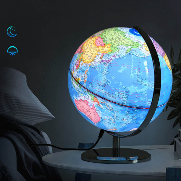 20CM Globe Undervisningsmateriell Skrivebordsdekor Pedagogisk leke med LED-lys20-konstellasjoner med lys og metallbunn