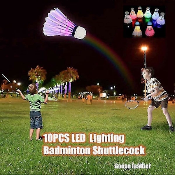 10 st LED 7 Färger Självlysande Badmintonbollar Gradient Shuttlecock Ljusbollar