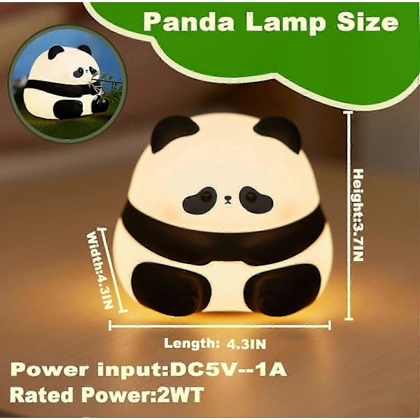 Sød Panda Natlampe, LED Squishy Nyhed Dyre Natlampe, 3 Niveauer Dæmpbar Børnelampe, Panda Huahua_SZXM