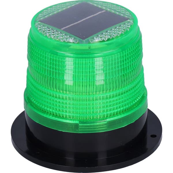 Solar LED Strobevarsellys med magnetisk base for byggeplass og trafikk (grønn)