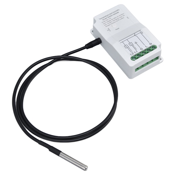 WiFi-temperatur- og fuktighetsbrytermodul med dobbel reléutgang med temperatursensor 90-250V for TUYA Smart App