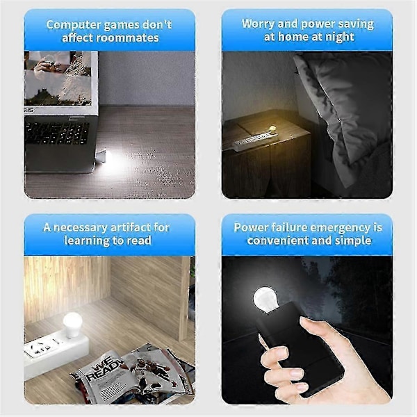 USB LED Pære 3W Bærbar LED Lampe 5V Boglamper Energibesparende Nødlampe Udendørs Campinglys Indendørs Læselampe Pære hvidt lys 3 stk