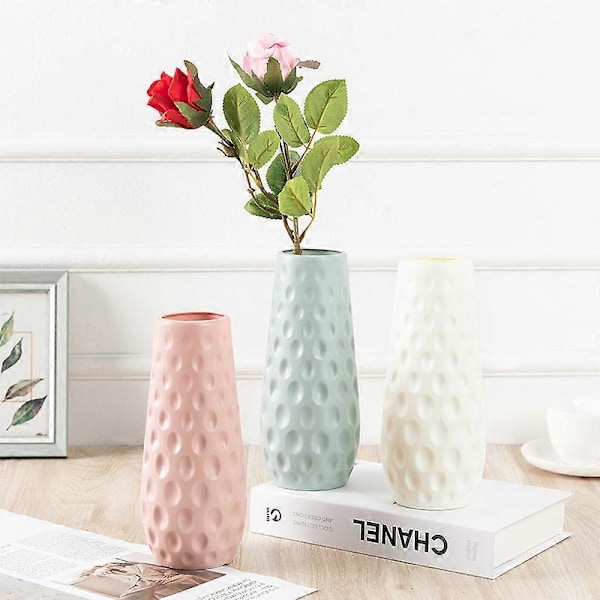 1 st konstgjord vas med prickar, kreativa dekorationsprydnader för blomsterarrangemang i hemmet, modern enkel blomkruka (rosa)