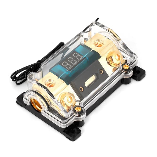 Bil Audio Strøm Sikringer Holder Stereo Fordelingsblok Boks Digital Display (250A)