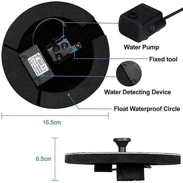Solcellsdriven fontän, 1,4W solcellsdriven dammpump med 4 effekter | Maximal 70 cm höjd solcellsvattenpump | Solcellsdriven flytande fontänpump