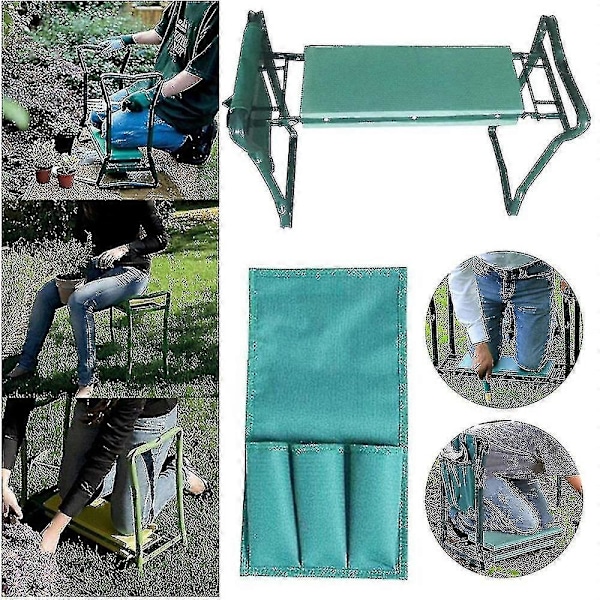 Bærbare håndtag Foldbar knæstol Udendørs have Picnic Grill Knæpude Skammel Blød bænk Zekai kun grønt stof