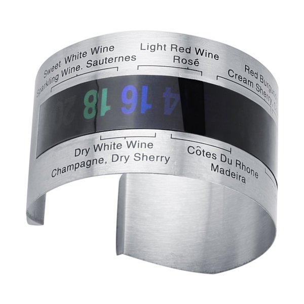 Vanntett LCD-termometer i rustfritt stål for vin, ølflasker og armbånd med rødvin, temperatursensor