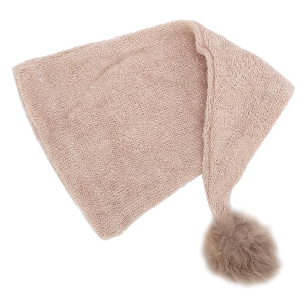 Baby Fotografi Prop Mössa Lång Svans Pompom Dekoration Nyfödd Fotografering Mössa för 0-1 Månad Baby Ljus Tan
